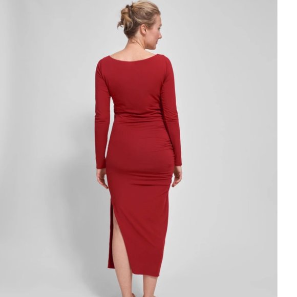 NWT Simone Side Ruched Bamboo Blend Dress - Dahlia - Picture 4 of 6